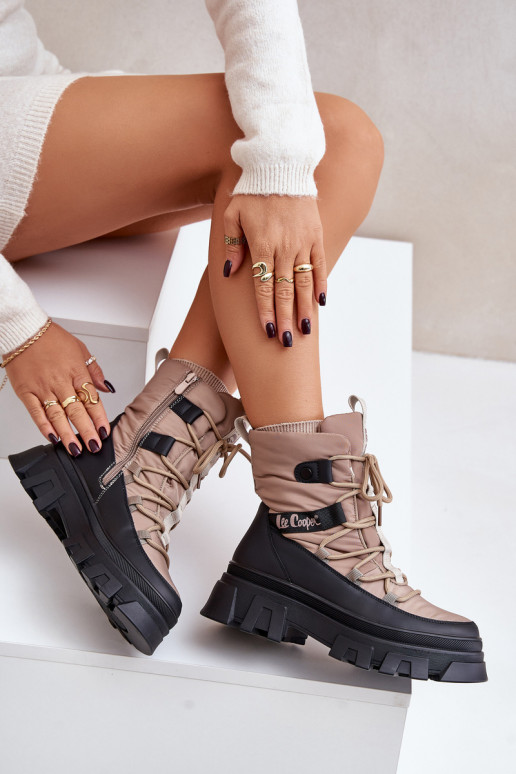 Bottes de neige beiges pour femmes Lee Cooper LCJ-24-47-3143