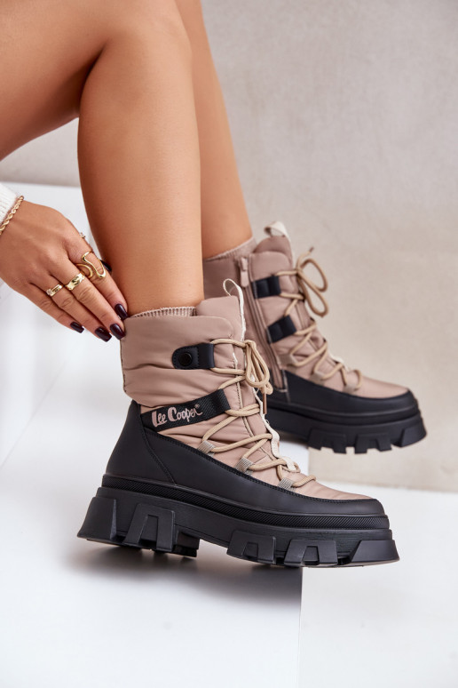 Beige dames sneeuwlaarzen Lee Cooper LCJ-24-47-3143