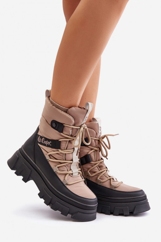 Bottes de neige beiges pour femmes Lee Cooper LCJ-24-47-3143