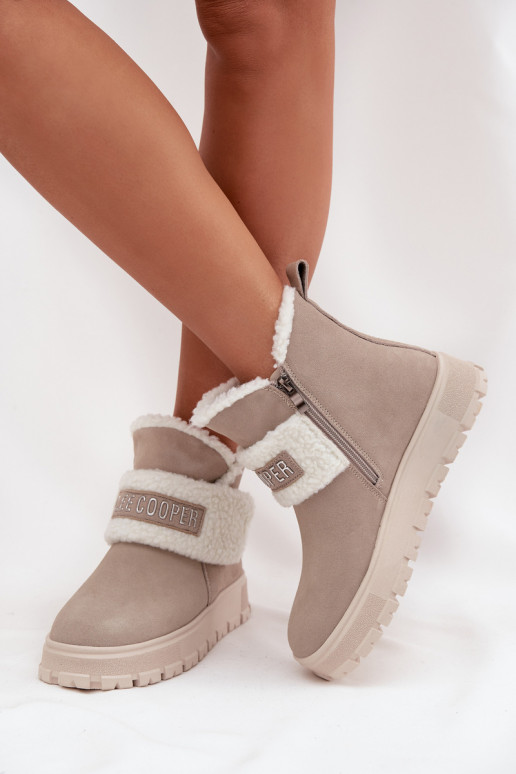 Grijze dames gevoerde enkellaarsjes van faux suede Lee Cooper LCJ-25-01-3739
