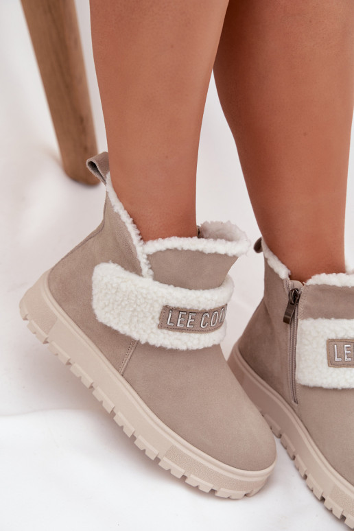 Bottines isolées grises pour femmes en daim synthétique Lee Cooper LCJ-25-01-3739