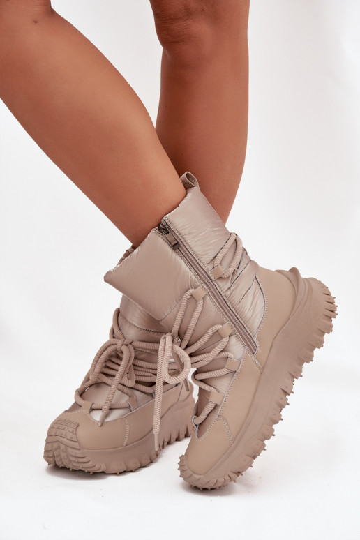 Beige und goldene Schneestiefel mit Plattform Lee Cooper LCJ-25-12-3663