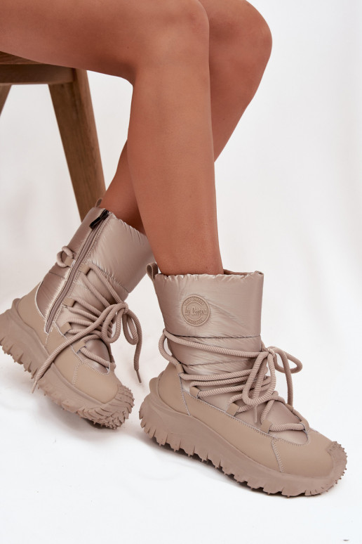 Beige und goldene Schneestiefel mit Plattform Lee Cooper LCJ-25-12-3663
