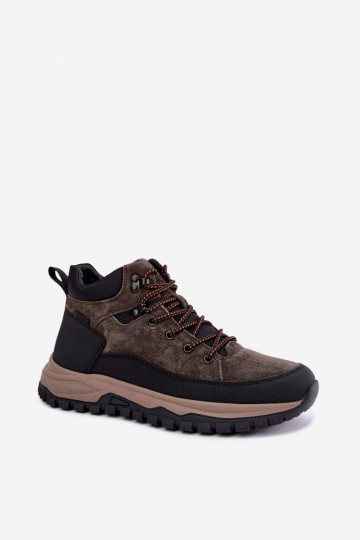 Donkerbruine gevoerde herenlaarzen van faux suede Big Star UU174248
