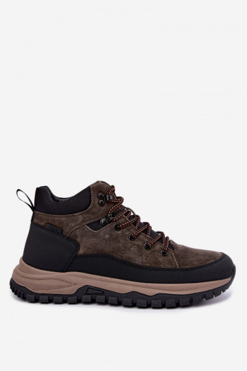 Donkerbruine gevoerde herenlaarzen van faux suede Big Star UU174248 2