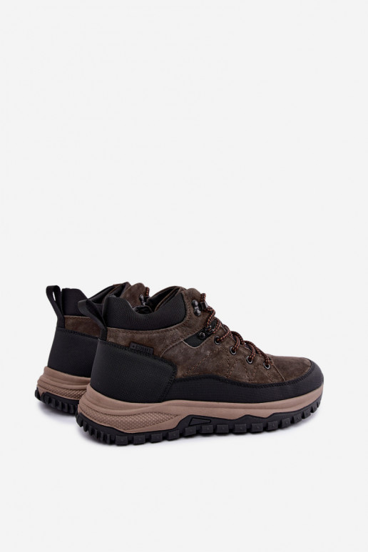 Donkerbruine gevoerde herenlaarzen van faux suede Big Star UU174248