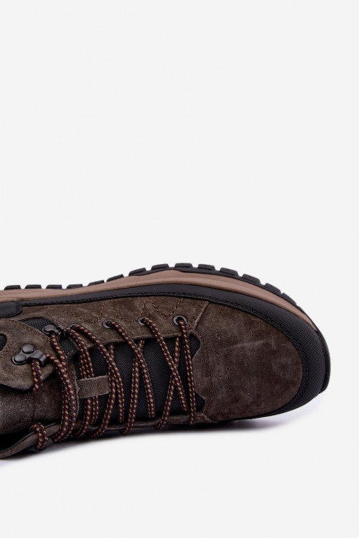 Donkerbruine gevoerde herenlaarzen van faux suede Big Star UU174248
