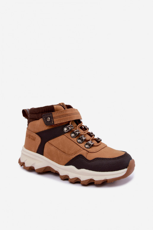 Braune gefütterte Kinderstiefel mit Klettverschluss Big Star UU374005
