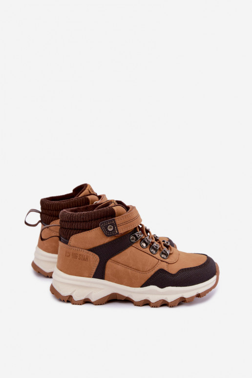Braune gefütterte Kinderstiefel mit Klettverschluss Big Star UU374005