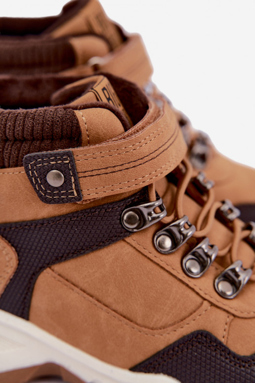Braune gefütterte Kinderstiefel mit Klettverschluss Big Star UU374005