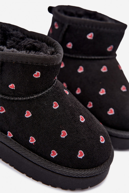 Bottes de neige pour enfants avec cœurs en noir Gracina