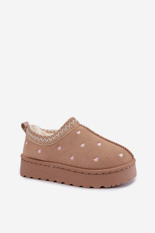 Bottes de neige pour enfants avec des cœurs, doublées de fourrure, couleur sable Palina