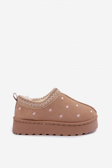 Kinder-Schneestiefel mit Herzen, mit Fell gefüttert, sandfarben Palina 2