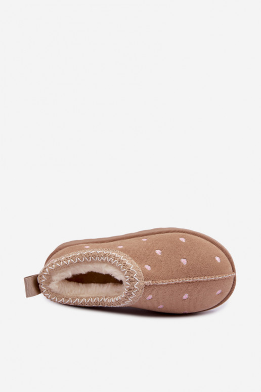 Bottes de neige pour enfants avec des cœurs, doublées de fourrure, couleur sable Palina