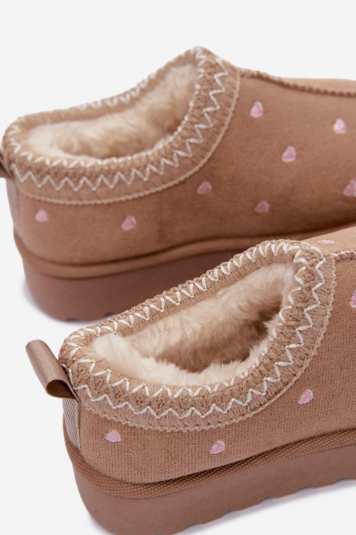 Kinder-Schneestiefel mit Herzen, mit Fell gefüttert, sandfarben Palina