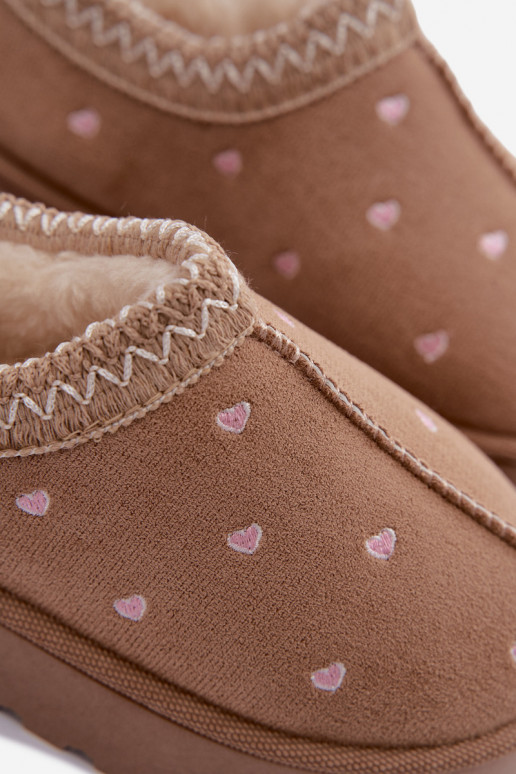 Kindersneeuwschoenen met hartjes, gevoerd met bont, zandkleurig Palina