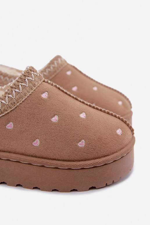 Bottes de neige pour enfants avec des cœurs, doublées de fourrure, couleur sable Palina