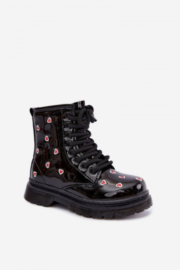 Bottines pour enfants avec effet verni, doublées, avec des cœurs Selmora