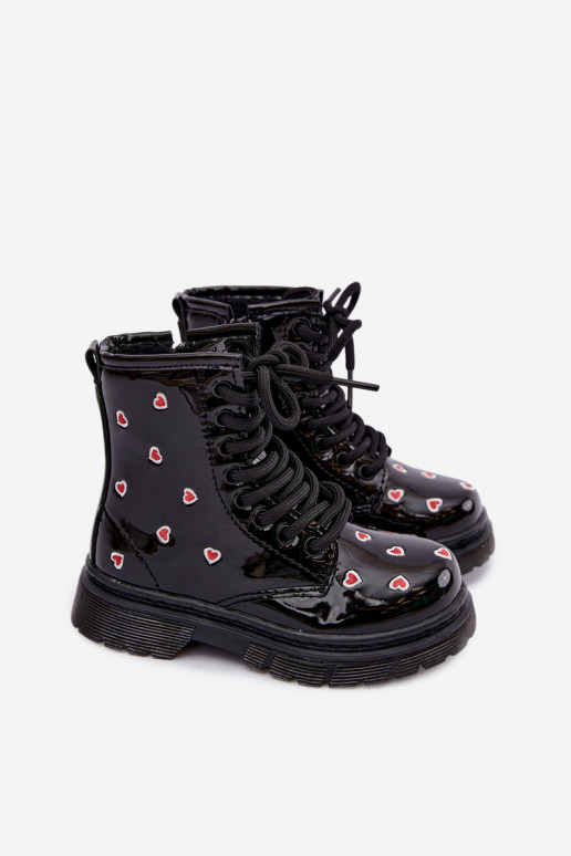 Kinder-Stiefeletten mit Lackeffekt, gefüttert, mit Herzen Selmora