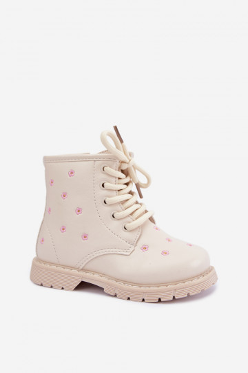 Bottes chaudes pour enfants avec des fleurs, couleur sable Selmora