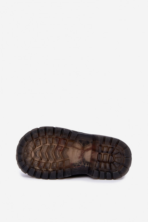 Bottines pour enfants doublées avec effet verni, avec des cœurs, noires Keralyn