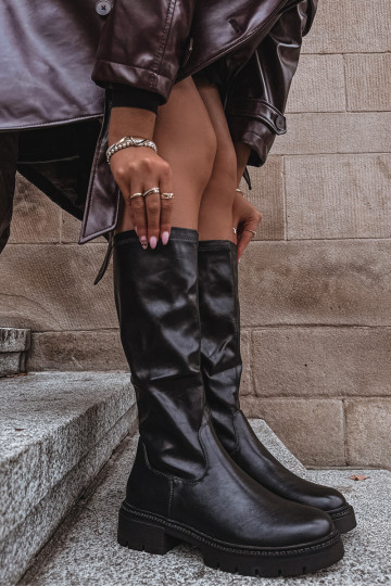 Damen Stiefel aus schwarzem Kunstleder Oceana