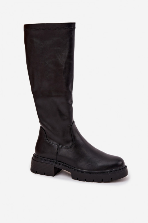 dames kniehoge laarzen van zwarte faux leather Oceana