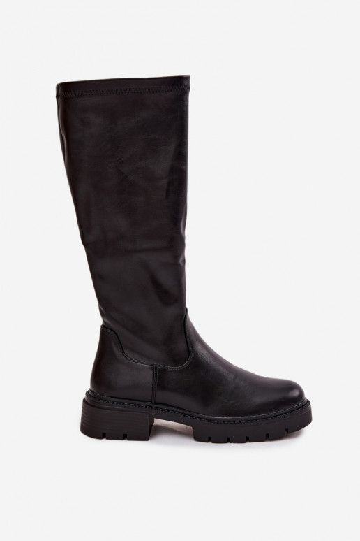 dames kniehoge laarzen van zwarte faux leather Oceana