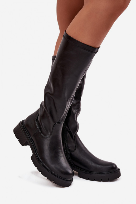 dames kniehoge laarzen van zwarte faux leather Oceana