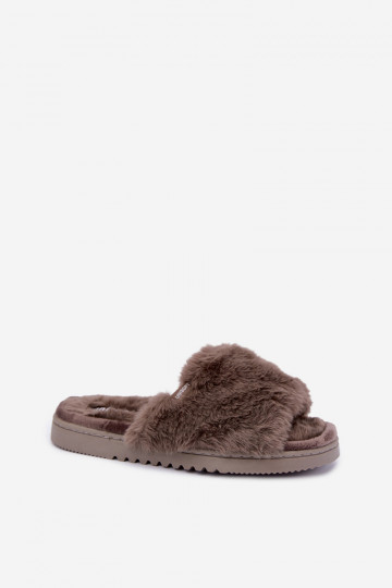 Damen Hausschuhe mit Fell in Grau Loraline