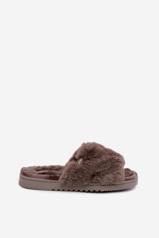 dames slippers met bont in grijs Loraline