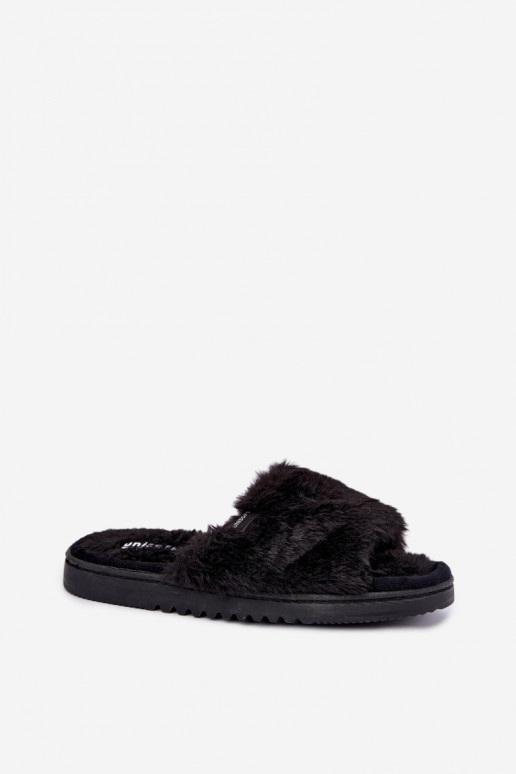 claquettes pour femmes avec fourrure noires Loraline