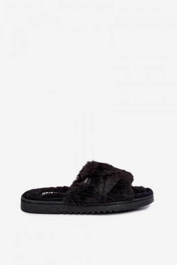 claquettes pour femmes avec fourrure noires Loraline 2