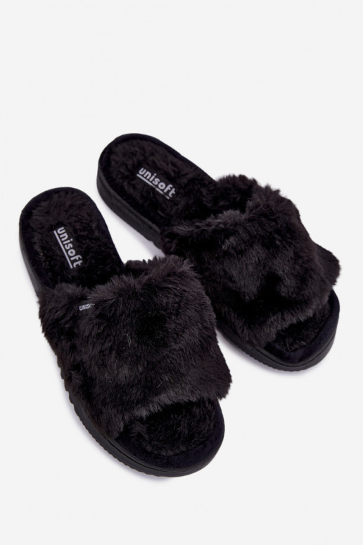 claquettes pour femmes avec fourrure noires Loraline