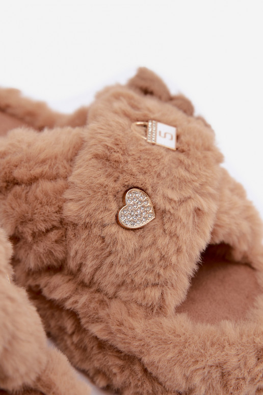 slippers met bont en mooie details in zand Jesselle