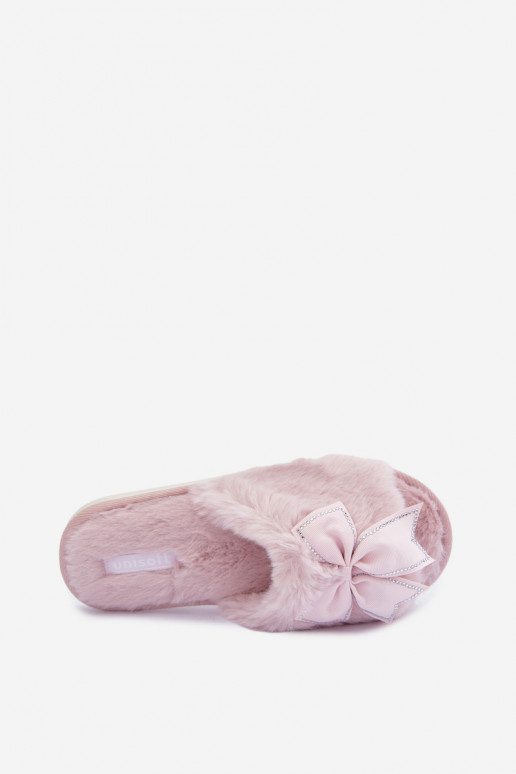 slippers met bont en strikjes in roze Fiamelle