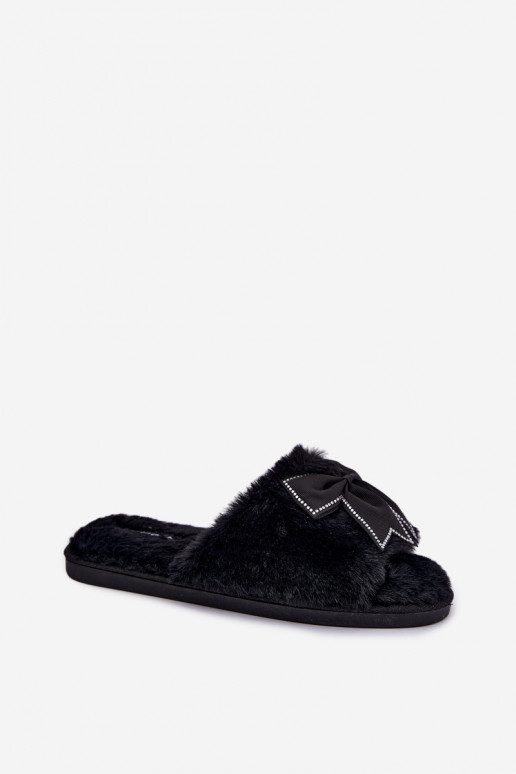 claquettes avec fourrure et nœuds noirs Fiamelle