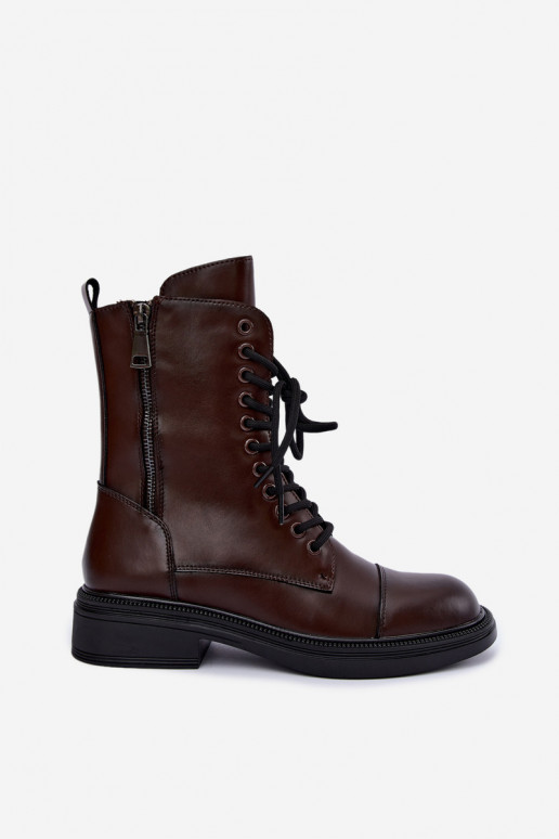 geïsoleerde enkellaarsjes van chocolade faux leather Vinceza 86443