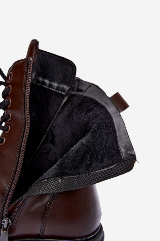 bottes isolées à la cheville en simili cuir chocolat Vinceza 86443
