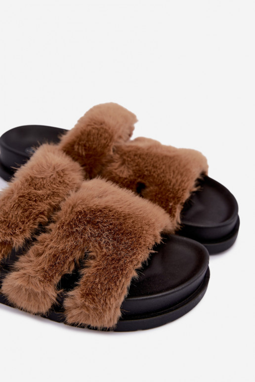 claquettes avec fourrure brunes Talisette