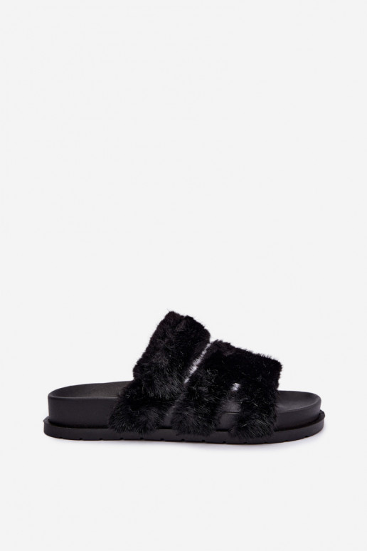 slippers met bont in zwart Talisette