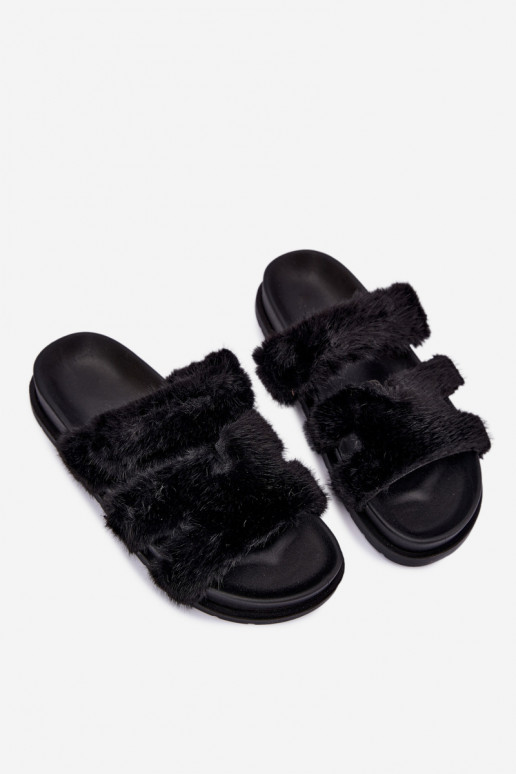 claquettes avec fourrure noires Talisette