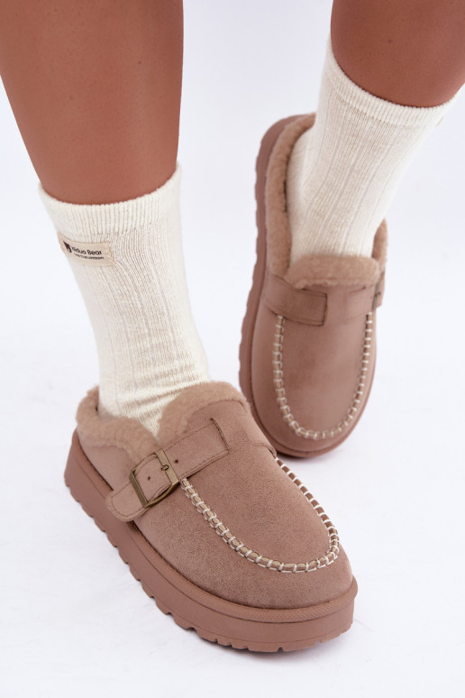bottes de neige pour femmes avec boucles couleur sable Saldora