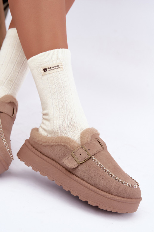 bottes de neige pour femmes avec boucles couleur sable Saldora