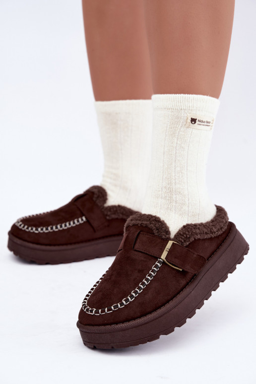 Damen Schneestiefel mit Schnallen in Schokolade Saldora