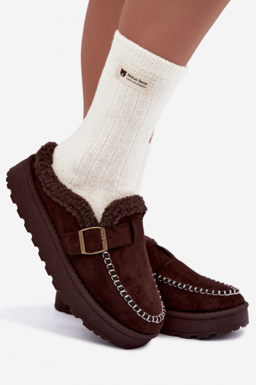 bottes de neige pour femmes avec boucles chocolat Saldora