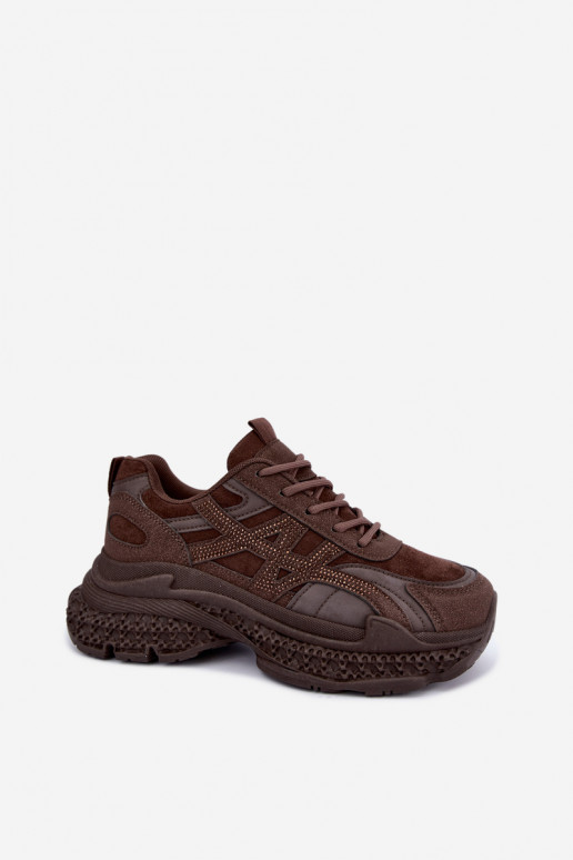 Sneakers met chocoladekleurige decoratie Amselle