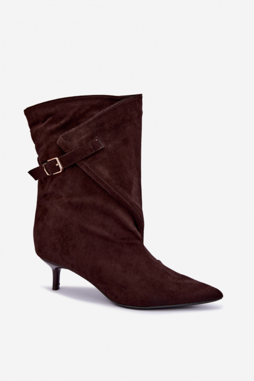 Bottines à petit talon avec boucles couleur chocolat Canelisse