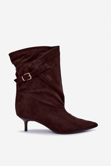Niedrigabsatz-Stiefeletten mit Schnallen in schokoladenfarbener Canelisse 2