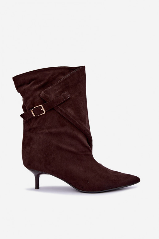 Bottines à petit talon avec boucles couleur chocolat Canelisse
